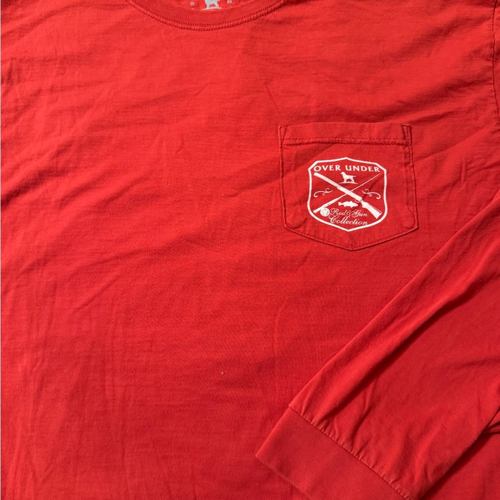 Red Long Sleeve Tee with Chest Emblem